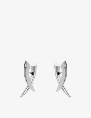 SHAUN LEANE: Sabre Cross-Over Sterling-Silver Earrings