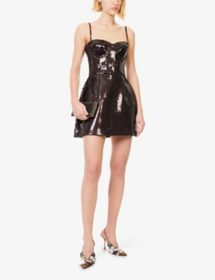 Nadine Merabi Womens Leyton Sequin Woven Mini Dress Brown In Brown