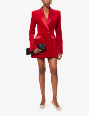 NADINE MERABI: Monica Double-Breasted Velvet Blazer Dress