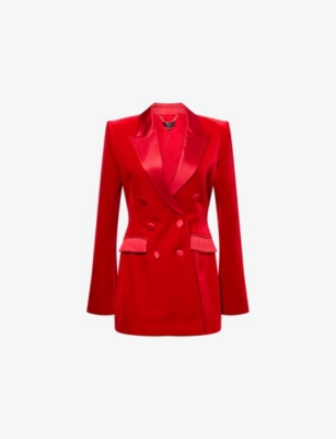 NADINE MERABI: Monica Double-Breasted Velvet Blazer Dress