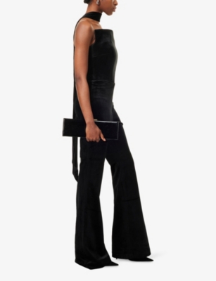 NADINE MERABI: Talia Neck-Sash Velvet Jumpsuit
