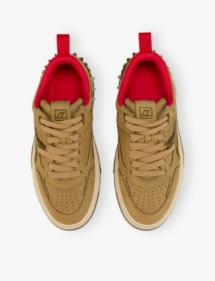 Christian Louboutin Womens Bronzo Astroloubi 2 Leather Sneakers Eur 43.5 / 9.5 Uk In Brown