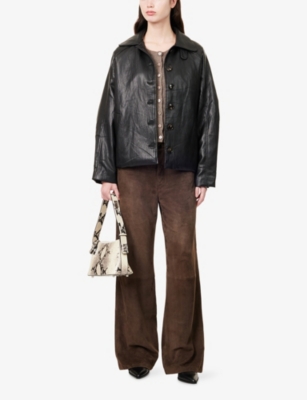 SISTERS & SEEKERS: Collared Oversized Faux-Leather