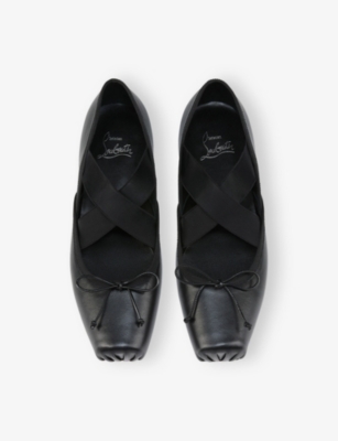 Christian Louboutin Cassiasticina Leather Ballet Flats In Black