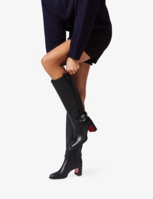 Christian Louboutin Womens Black/black Lucido Dianouchette Botta 70 Leather Heeled Boots Eur 37 / 4 Uk In Black