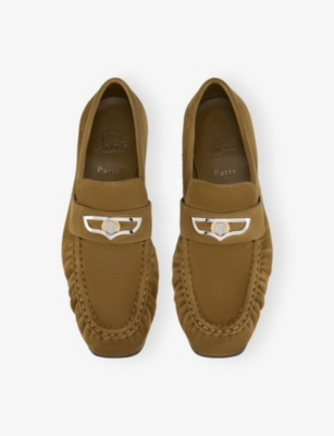 CHRISTIAN LOUBOUTIN: Mocallista Suede Flat Shoes