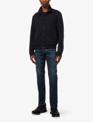 EMPORIO ARMANI: High-Neck Chevron-Jacquard Wool-Blend Jacket