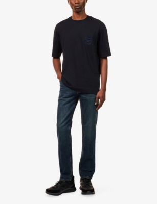 EMPORIO ARMANI: College Logo-Embroidered Cotton-Jersey T-Shirt