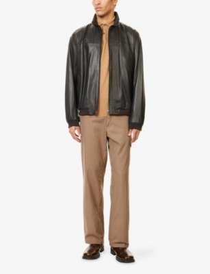 EMPORIO ARMANI: Core Stand-Collar Leather Jacket