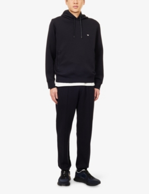 EMPORIO ARMANI: Tapered-Leg Relaxed-Fit Stretch-Cotton Blend Jogging Bottoms