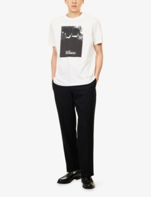 EMPORIO ARMANI: Icon Archive Printed Cotton-Jersey T-Shirt
