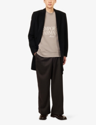 EMPORIO ARMANI: Brand-Embroidery Relaxed-Fit Cotton-Jersey Sweatshirt