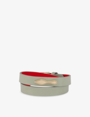 Christian Louboutin Mens  Bettina Doubled Leather Bracelet In Green