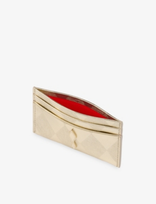 Christian Louboutin Womens  Bettina Metallic Leather Card Holder In Neutral
