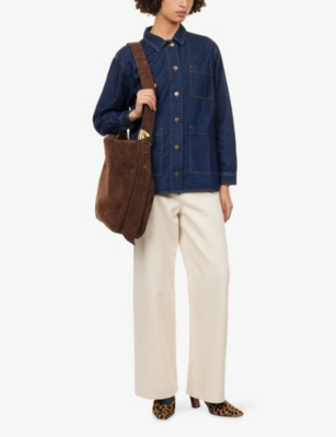 Skall Studio Womens Indigo Blue Henny Relaxed-fit Denim Overshirt In Blue