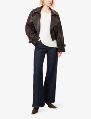 Skall Studio Womens Off White Edie Scoop-neck Cotton-knit Top Xs In White