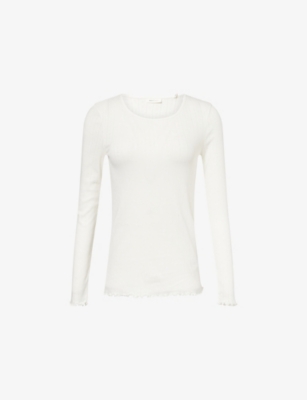 Skall Studio Womens Off White Edie Scoop-neck Cotton-knit Top Xs In White