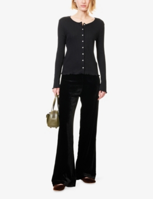 Skall Studio Womens Black Edie Scoop-neck Cotton-knit Cardigan In Black