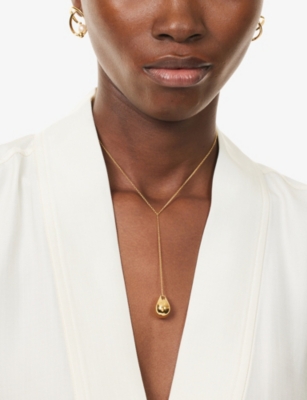 Plow Womens  Drop Sterling-silver Pendant Necklace In Gold