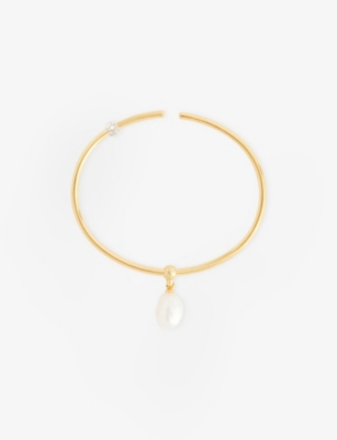 PLOW: Swing Pearl 18ct Yellow-Gold Plated Sterling-Silver And Fresh-Water Pearl Bracelet