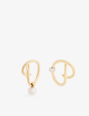 PLOW: Wave Pierces Sterling-Silver And Pearl Hoop Earrings