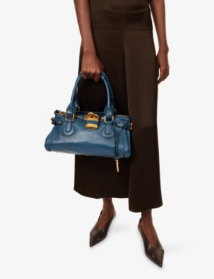 Chloé Womens Tapestry Blue Paddington Leather Top-handle Bag In Blue
