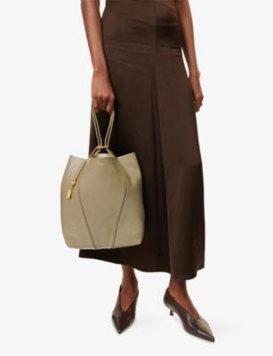 Chloé Womens Aloe Green Spin Medium Leather Tote Bag In Gray