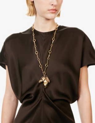 Chloé Womens Vintage Gold Horse Brass Pendant Necklace In Gold