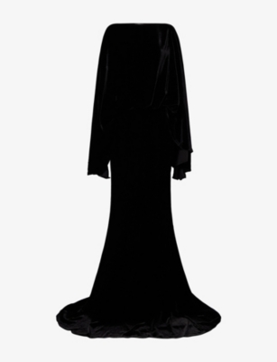 TALLER MARMO: Musidora Cape-Sleeves Woven Gown