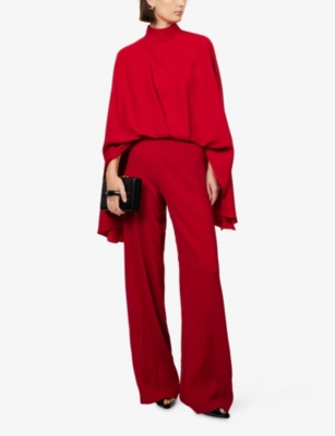 Taller Marmo Womens Eolia Wide-leg Woven Jumpsuit Ruby In Red