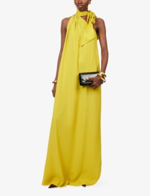 Taller Marmo Womens Chartreuse Astor Crepe-cady Maxi Dress In Yellow