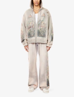 WHO DECIDES WAR BY EV BRAVADO: Faded-Wash Distressed Cotton Hoody