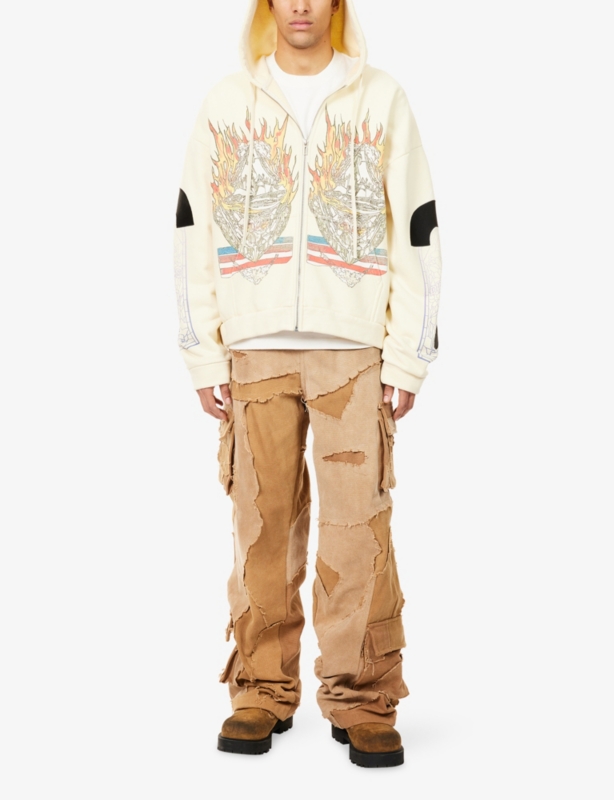 Engulfed Graphic-Print Zip-Up Cotton Hoody