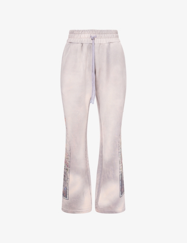 Faded-Wash Graphic-Print Cotton Joggers