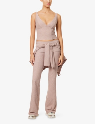 Monday Swimwear Womens Heather Mauve Glacier V-neck Stretch-woven Top