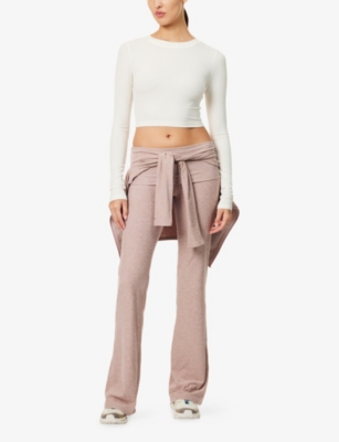 Monday Swimwear Womens Ivory Lightweight Rib Hayworth Long-sleeves Stretch-woven Top