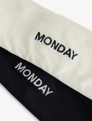 Monday Swimwear Womens  Pack Of Two Embroidered-logo Stretch-jersey Headbands