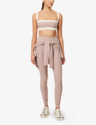 Monday Swimwear Womens Heather Mauve/ivory Outpost Square-neck Sports Bra