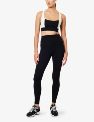 Monday Swimwear Womens Black/ivory Jersey Tash Scoop-neck Sports Bra