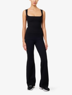 Monday Swimwear Womens Black Thin Rib Tash Square-neck Stretch-woven Top