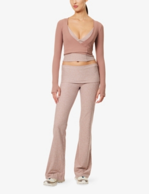 Monday Swimwear Womens Mauve Thin Rib Yosemite Wrap-front Stretch-woven Top In Brown