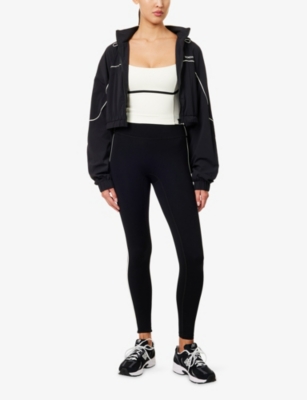 Monday Swimwear Womens Ivory/black Jersey Zion Square-neck Sports Bra