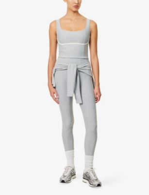 Monday Swimwear Womens Heather Grey Zion Square-neck Sports Bra In Gray