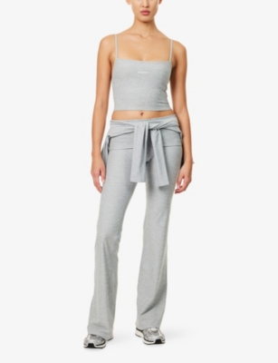 Monday Swimwear Womens Heather Grey Olympic Square-neck Sports Bra In Gray