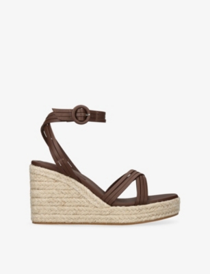 Gianvito Rossi Womens  Lianne Beach Wedge Leather Sandals In Brown