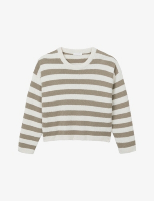 The White Company: Striped Relaxed-Fit Cotton-Blend Jumper