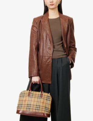 RESELFRIDGES: Pre-Loved Burberry Check Canvas Shoulder Bag