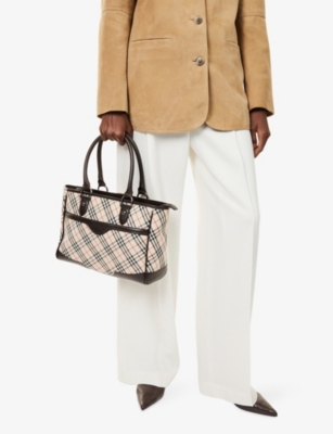 RESELFRIDGES: Pre-Loved Burberry Nova Check Canvas Tote Bag