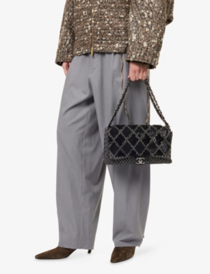 RESELFRIDGES: Pre-Loved Chanel Icons 3 Accordion Large Tweed and Sequin Icons Shoulder Bag