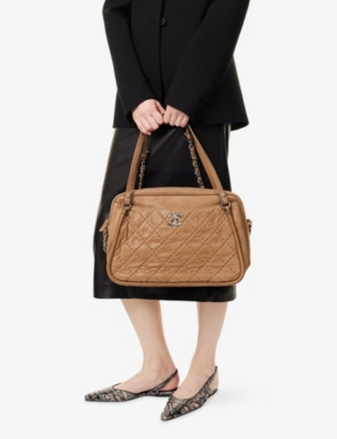 RESELFRIDGES: Pre-Loved Chanel Quilted Iridescent Relax CC Leather Satchel